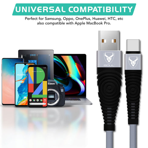 Nylon Braided USB Type C Cable for Fast Charging and Data Transfer - TradeNRG UK